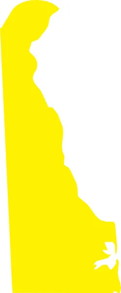 Jaune Cmjn Couleur Carte Plate Détaillée État Fédéral Delaware États — Image vectorielle