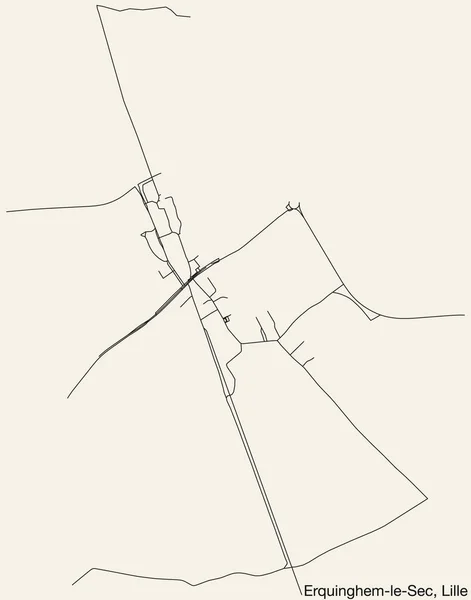 Mapa Detalhado Das Estradas Rua Urbanas Navegação Desenhadas Mão Quarto — Vetor de Stock