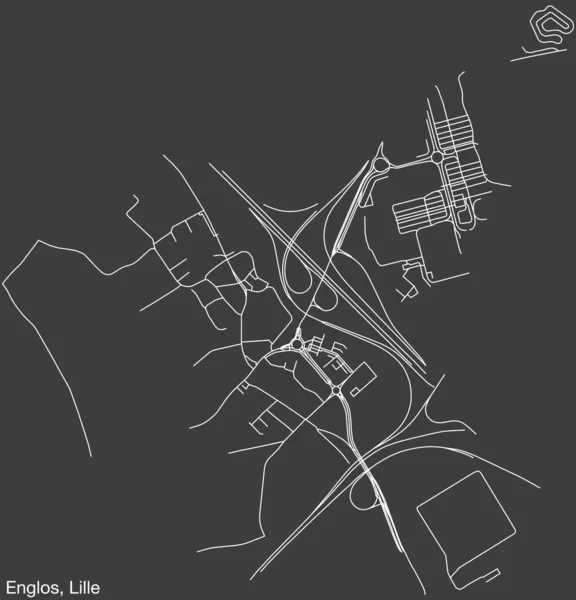 Gedetailleerde Handgetekende Wegenkaart Van Englos Quarter Van Franse Stad Lille — Stockvector