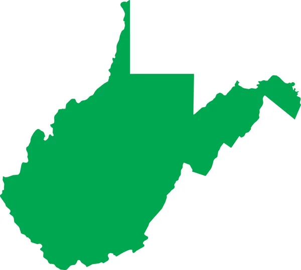 緑のCmyk色透明な背景にアメリカの西バージニア州の連邦状態の詳細なフラットマップ — ストックベクタ