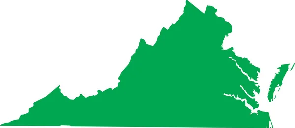 Зеленый Цвет Cmyk Детальная Плоская Карта Федерального Штата Виргиния Объединенные — стоковый вектор