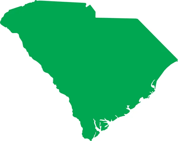Zelená Cmyk Barva Detailní Plochá Mapa Federálního Státu Jižní Carolina — Stockový vektor