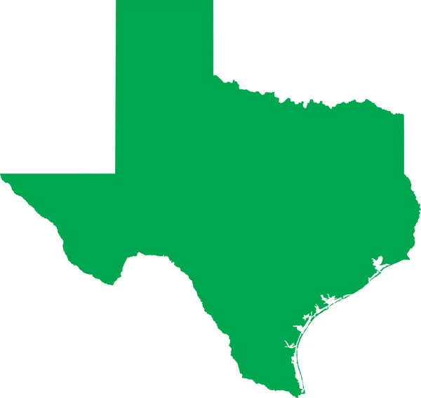 Vert Cmjn Couleur Carte Plate Détaillée État Fédéral Texas États — Image vectorielle