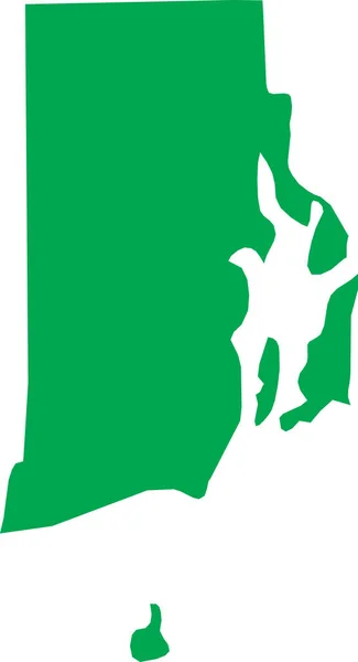 Verde Cmyk Cor Mapa Plano Detalhado Estado Federal Ilha Rhode — Vetor de Stock
