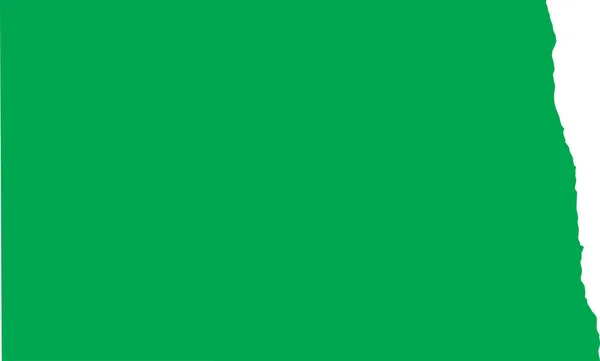 Vert Cmjn Couleur Carte Plate Détaillée État Fédéral North Dakota — Image vectorielle