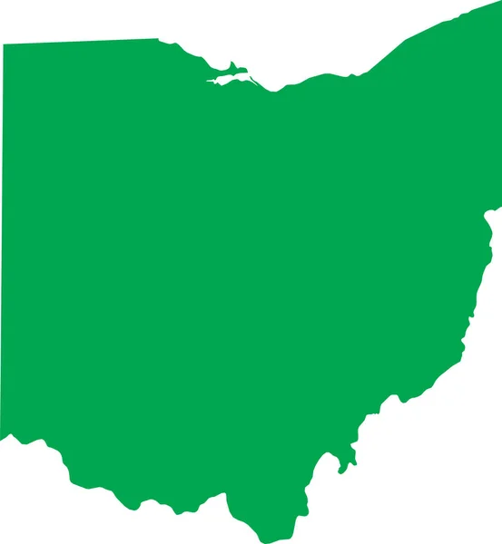Green Cmyk Mapa Plano Detallado Color Del Estado Federal Ohio — Vector de stock