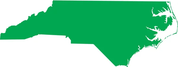 Verde Cmyk Cor Mapa Plano Detalhado Estado Federal Norte Carolina —  Vetores de Stock