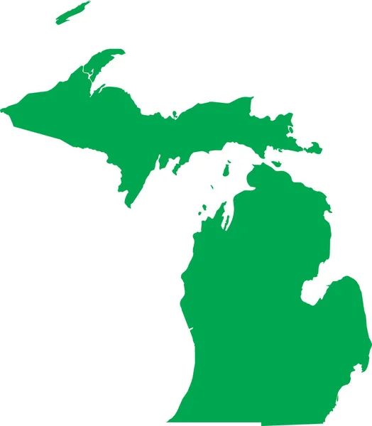Zelená Cmyk Barva Detailní Plochá Mapa Federálního Státu Michigan United — Stockový vektor