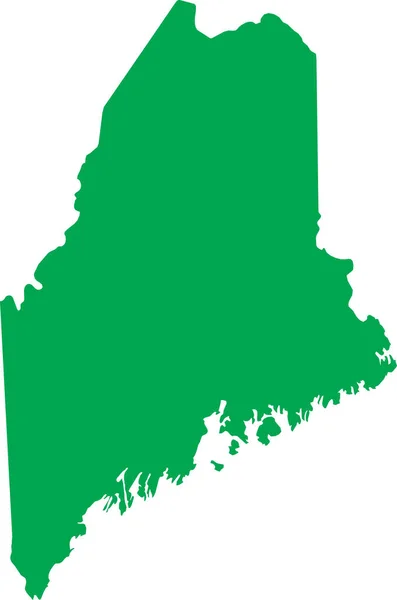 Zielona Cmyk Kolor Szczegółowa Płaska Mapa Kraju Związkowego Maine Stany — Wektor stockowy