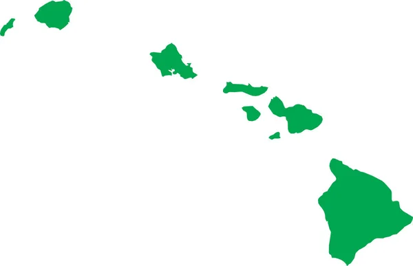 Zelená Cmyk Barva Detailní Plochá Mapa Federálního Státu Hawaii United — Stockový vektor