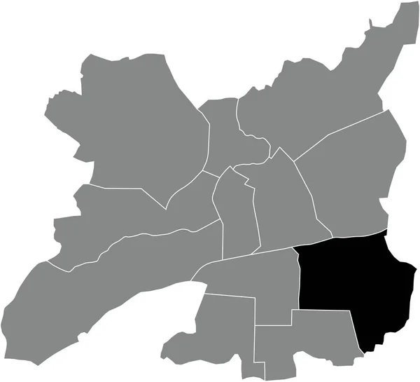 ブラックフラットブランクハイライトのロケーションマップフランシスコフェラー ヴェルヌ フランスのレンヌの灰色の行政地図の中に4分の1 — ストックベクタ