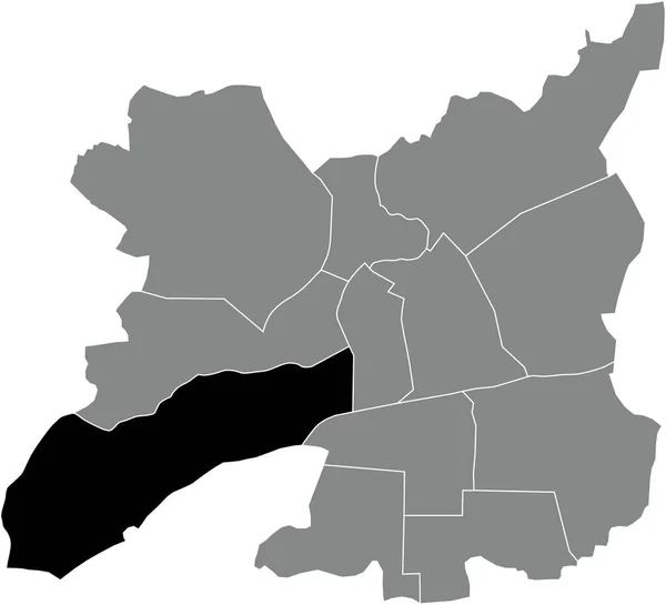 Mapa Ubicación Resaltado Blanco Negro Del Cleunay Arsenal Redon Quarter — Vector de stock