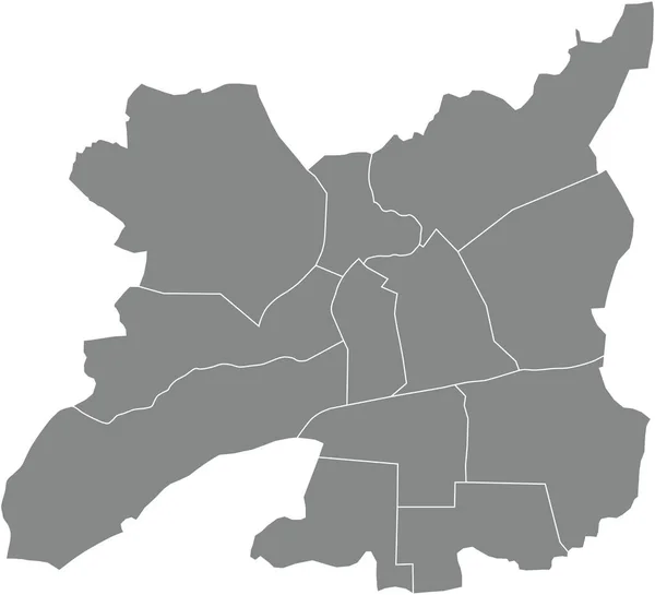 Rennes その四半期の黒い境界線を持つフランスの灰色のフラットベクトル管理マップ — ストックベクタ