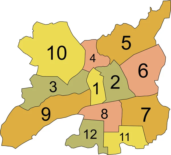 Pastelowa Płaska Mapa Administracyjna Wektora Rennes Francja Identyfikatorami Nazw Czarnymi — Wektor stockowy