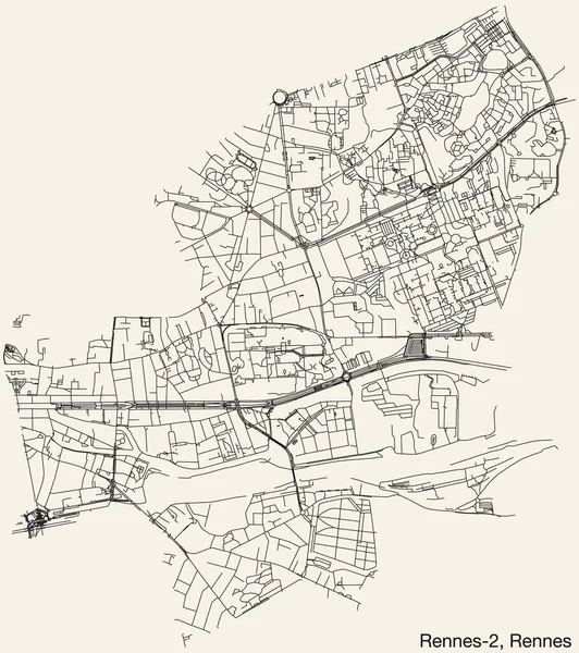 Mapa Detalhado Das Estradas Rua Urbanas Navegação Desenhadas Mão Rennes — Vetor de Stock