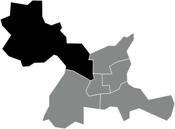 Plano Negro Blanco Resaltado Mapa Ubicación Del Rennes Canton Dentro — Vector de stock