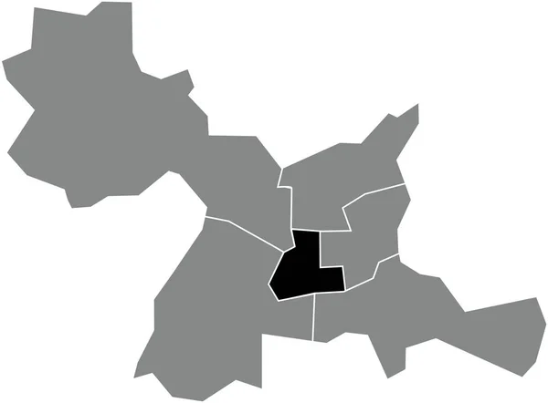 法国Rennes灰色行政地图内的Rennes Canton黑色平面突出显示的空白位置图 — 图库矢量图片