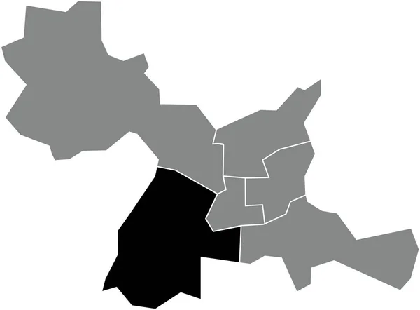 フランス レンヌの灰色の行政地図の中のRennes Cantonの黒いフラットブランクハイライトされた場所マップ — ストックベクタ