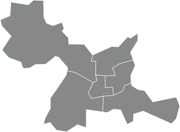 Szara Płaska Mapa Administracyjna Wektora Rennes Francja Czarnymi Liniami Granicznymi — Wektor stockowy