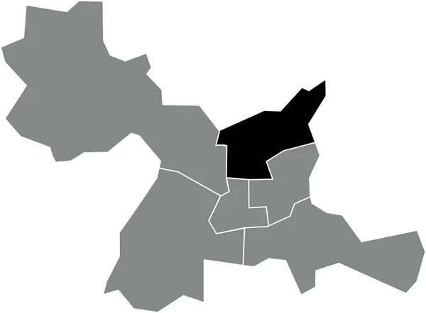 Plano Negro Blanco Destacado Mapa Ubicación Del Rennes Canton Dentro — Vector de stock