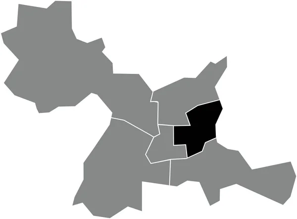 法国Rennes灰色行政地图内Rennes Canton黑色扁平突出显示的空白位置图 — 图库矢量图片