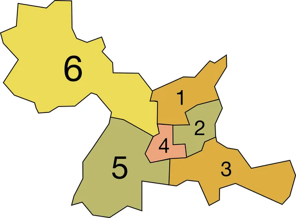 Pastelowa Płaska Mapa Administracyjna Wektora Rennes Francja Identyfikatorami Nazw Czarnymi — Wektor stockowy