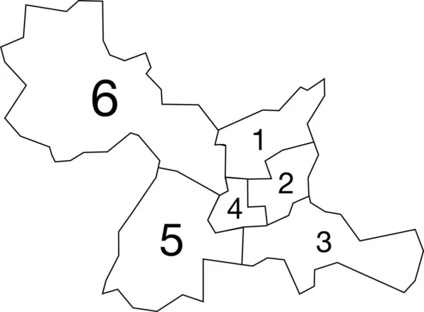 Mapa Administrativo Vectorial Plano Blanco Rennes Francia Con Etiquetas Nombre — Vector de stock