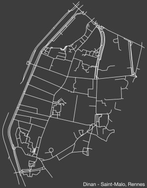 Fransa 'nın RENNES şehrinin SaINT-MALO alt-QuARTER' ının DINAN-SAINT-MALO yol haritasının ayrıntılı elle çizilmiş yol haritası ve sağlam arka plan üzerinde isim etiketi