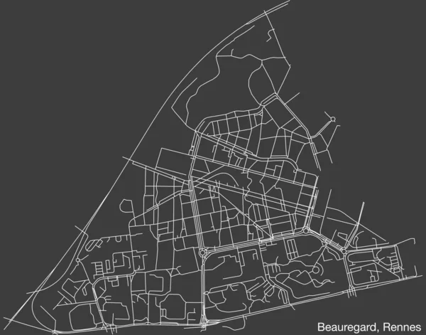 Szczegółowa Ręcznie Rysowana Nawigacyjna Mapa Ulic Miejskich Sub Quarter Beauregard — Wektor stockowy
