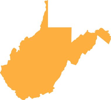 ORANGE CMYK rengi, Amerika Birleşik Devletleri 'nin saydam arkaplan üzerindeki federal Batı VIRGINIA eyaletinin ayrıntılı düz haritası