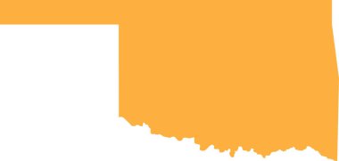 ORANGE CMYK rengi OKLAHOMA federal devletinin düz haritası, Amerika Birleşik Devletleri şeffaf arka plan