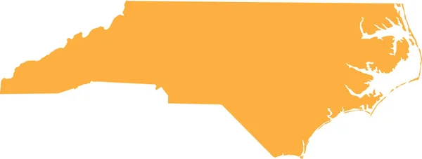 Orange Cmyk Color Detailed Flat Map Federal State North Carolina — стоковий вектор