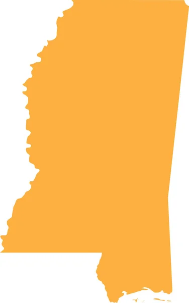 オレンジ Cmyk色透明背景にアメリカ連邦共和国ミシシッピ州の詳細なフラットマップ — ストックベクタ