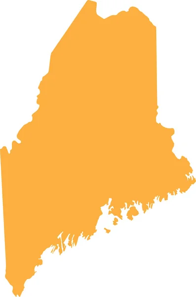 Orange Cmykカラー透明背景にアメリカのメイン州の連邦州の詳細なフラットマップ — ストックベクタ