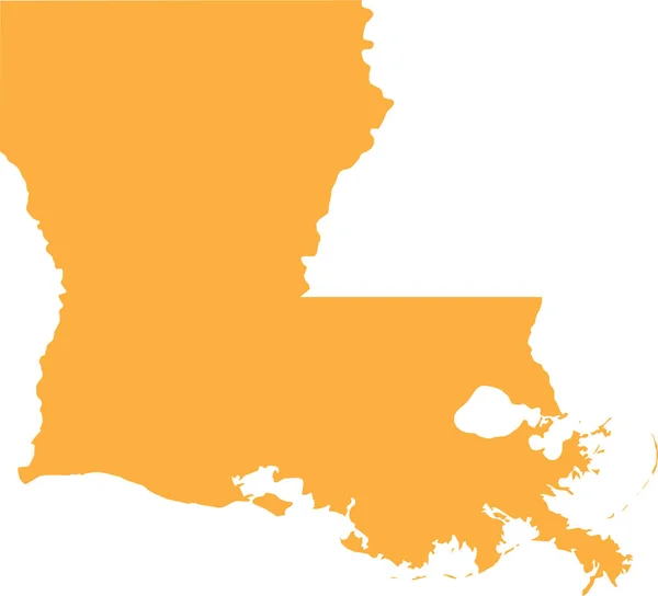 Orange Cmykカラー透明背景にアメリカのルイジアナ州の連邦州の詳細なフラットマップ — ストックベクタ
