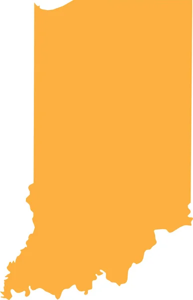 Orange Cmyk Color Mapa Plano Detallado Del Estado Federal Indiana — Vector de stock
