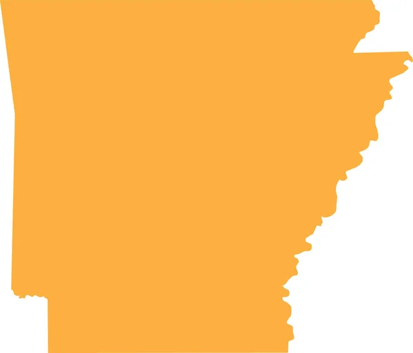 Orange Cmyk Color Mapa Plano Detallado Del Estado Federal Arkansas — Vector de stock