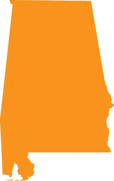 Pomarańcza Cmyk Kolor Szczegółowa Płaska Mapa Kraju Związkowego Alabama Stany — Wektor stockowy