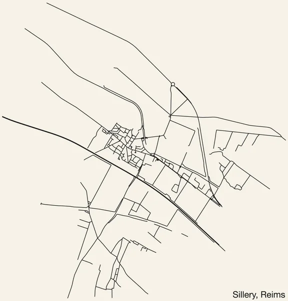 Detailed Hand Drawn Navigational Urban Street Roads Map Sillery Commune — Stock Vector