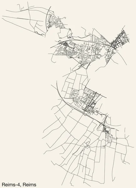 Detailed Hand Drawted Navigational Urban Street Veways Map Reims Canton — стоковий вектор