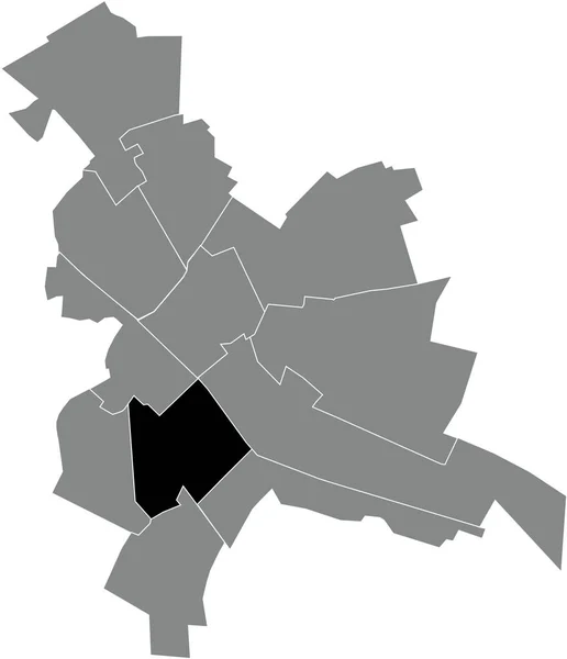 法国Reims灰色行政地图内Maison Blanche Sainte Anne Wilson Quarter的黑色平面突出显示空白位置图 — 图库矢量图片