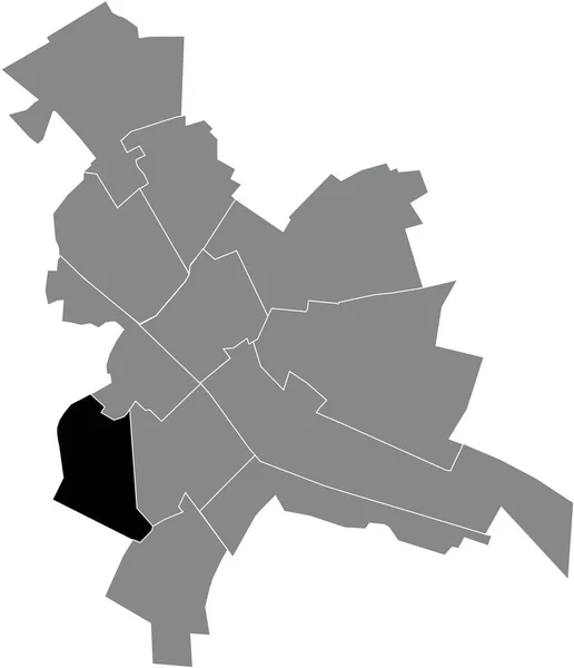 法国Reims灰色行政地图内Croix Rouge Croix Sud Quarter的黑色平面突出显示空白位置图 — 图库矢量图片