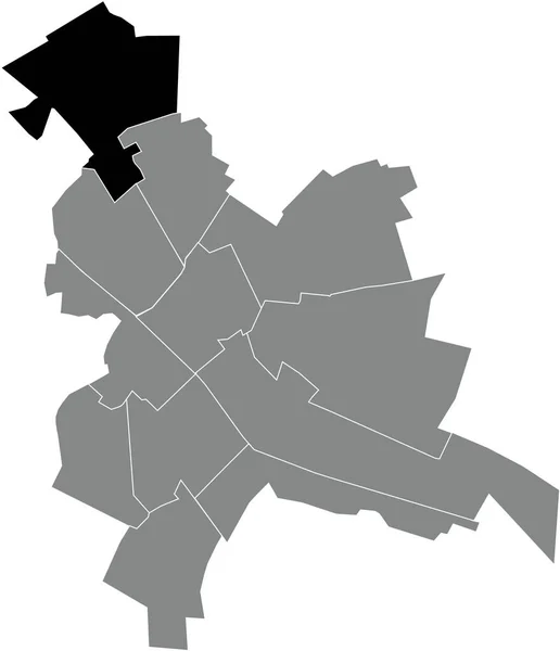 Černá Plochá Prázdná Zvýrazněná Mapa Lokality Neuvillette Trois Fontaines Quarter — Stockový vektor