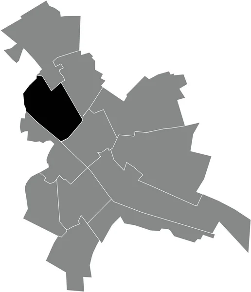 法国Reims灰色行政地图内的黑色扁平突出显示的索赔者空白位置图 — 图库矢量图片