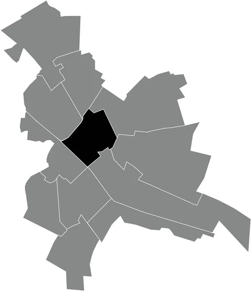 フランスのReimsの灰色の行政地図の中にあるCentre Ville Quarterの黒いフラットブランクハイライトされた場所マップ — ストックベクタ