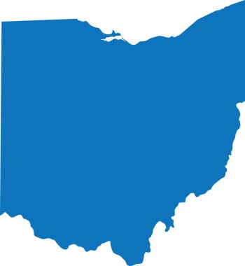 BLUE CMYK rengi OHIO federal devletinin düz haritası, Amerika Birleşik Devletleri şeffaf arkaplan üzerinde