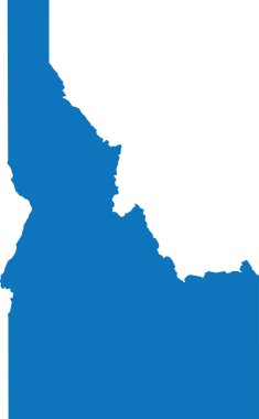 IDAHO federal devletinin mavi renkli düz haritası, şeffaf arkaplan üzerinde birleşik Amerika devletleri