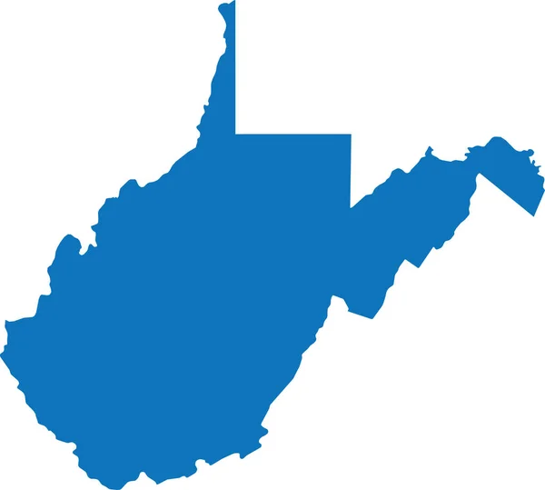 Blue Cmykカラー透明背景にアメリカ西バージニア州の連邦州の詳細なフラットマップ — ストックベクタ