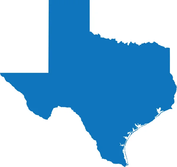 Texas Federal Devletinin Mavi Renkli Düz Haritası Amerika Birleşik Devletleri — Stok Vektör