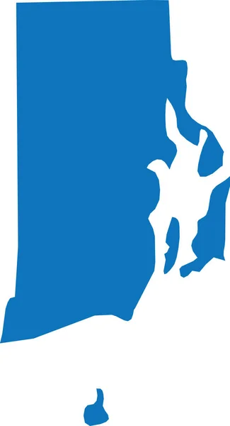 Blue Cmyk Cor Mapa Plano Detalhado Estado Federal Ilha Rhode — Vetor de Stock